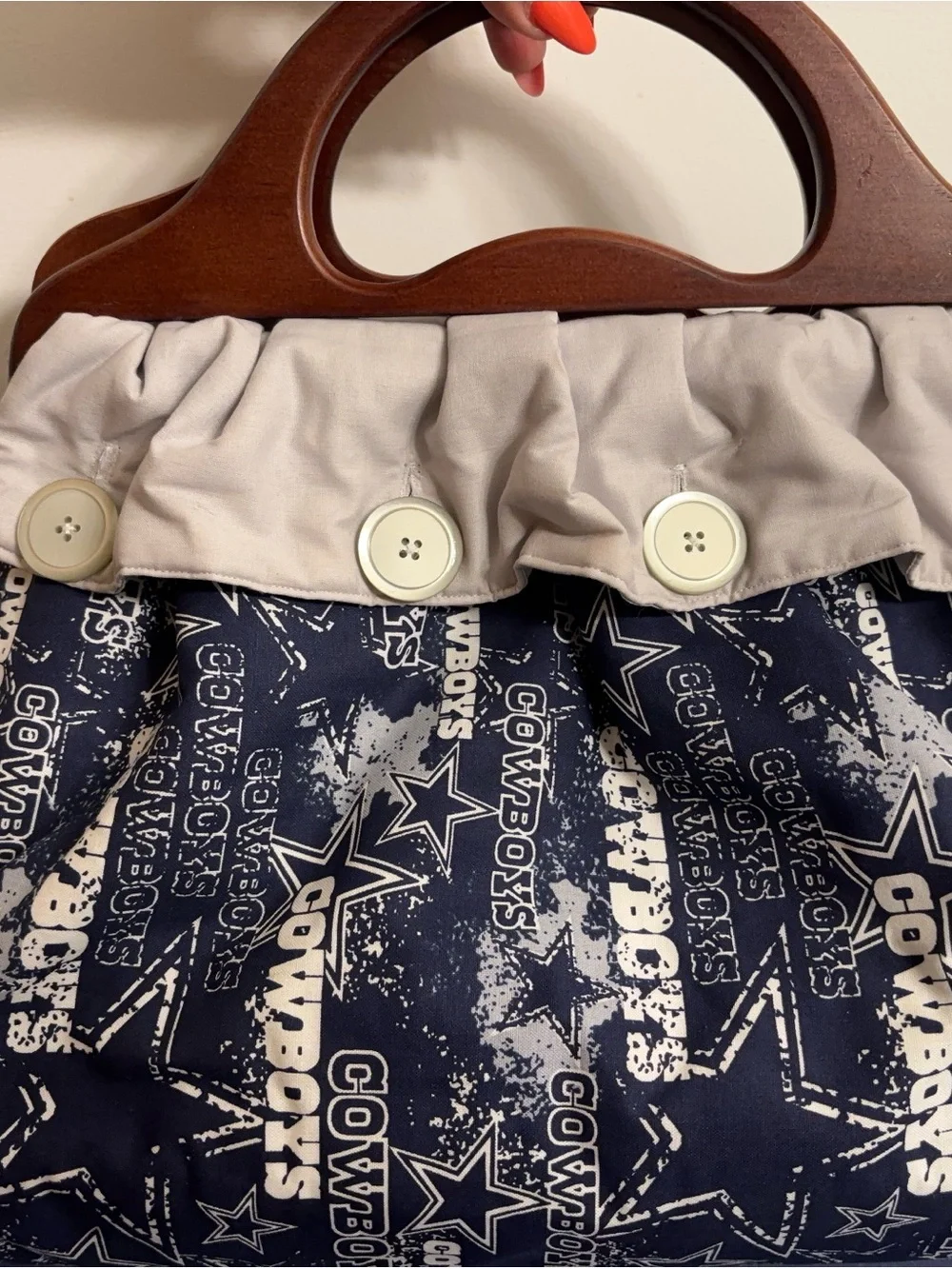 Kids Navy Cowboys Print Skirt with White Waistband